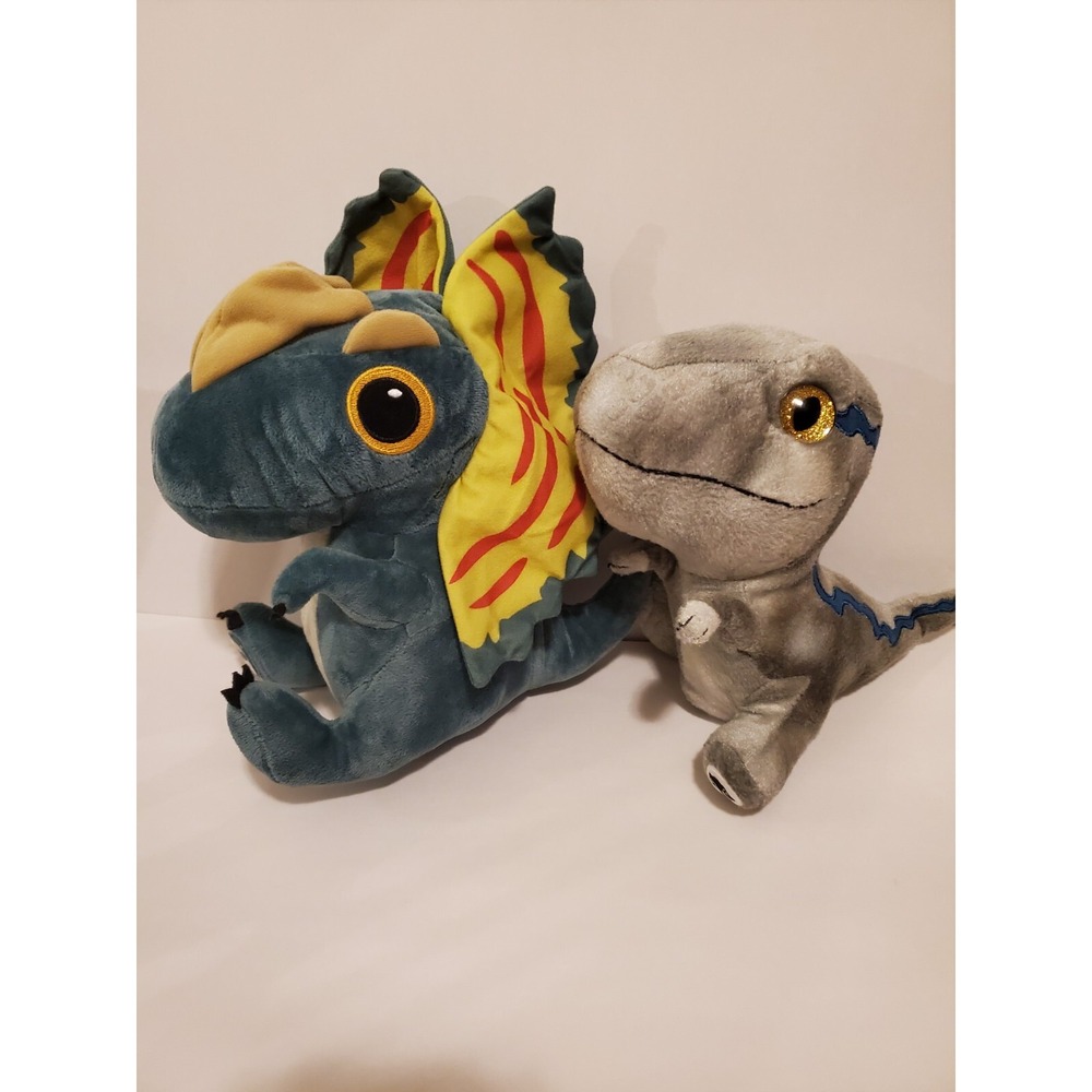 Jurassic Park World Plush Dinosaur Dilophosaurus 2022 Dominion And Velociraptor